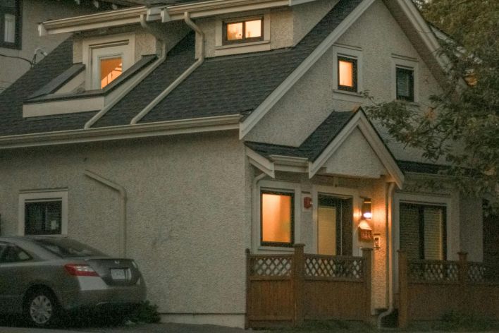 Laneway House with Glowing windows